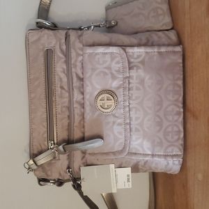 Giani Bernini Cross-Body Purse, Cream Color with Giani Bernini Logo Print